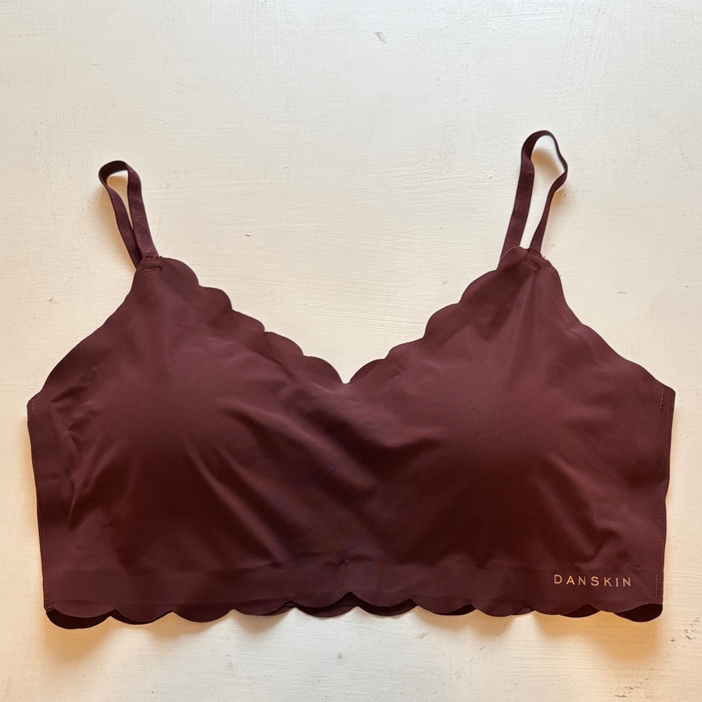 Danskin Scalloped Edge Bralette - Maroon